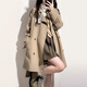 FOX.G Windbreaker Jacket Women's Mid-Length 2025 New Straight Autumn Women's Thin Style High-end Small Spring and Autumn Women's Clothing British Style Mid-Length Windbreaker Khaki S Recommended 130Jin Jin is equal to within 0.5kg