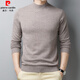 Pierre Cardin 100% wool sweater men's thin half turtleneck sweater middle-aged solid color versatile sweater black 175