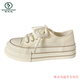 Spechtcreme Dick-Soled-Leinwandschuhe für Dünne Frühlings- und Sommer-Style-Ins Trendy Nische koreanische Version Big Head Schwamm Kuchen Studentin weiße Schuhe Milky White 35