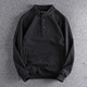 Kuraishi Kazuki trendy brand heavyweight pure cotton Henry collar sweatshirt men's autumn and winter 2025 new half open collar loose retro bottoming shirt black 3XL 170-190Jin Jin equals 0.5 kg