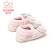 Fuluomi Girls' Home Warm Slippers Winter Comfortable Soft Sole Anti-Slip Medium and Large Children's Bag Heel Cotton Slippers Pink 31/32