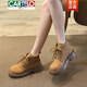 Cartelo Big Yellow Boots Boots épaisses Sole Martin pour femmes 2025 Printemps et automne Nouvelle petite hauteur enracinant en dentelle rétro de style britannique Boots courts jaunes 36