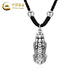 China Gold (CHINA GOLD) Lucky Pixiu Pendant Men's Foot Silver Trendy Cool High-Quality Silver Necklace Valentine's Day Birthday Gift for Girlfriend and Wife Jingsuda Silver Pixiu Necklace + Light Beads