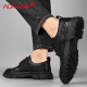 Aokang casual leather shoes men's British business big toe shoes 2025 summer new low top Martin boots men's black thick sole shoes black 41