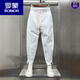 Romon Summer Fin-Men's Small Feet Pantalones casuales sueltos de la pierna ancha con cremallera Lino de la entrepierna