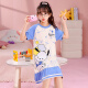 Mädchen Nachthemd Sommer reines Baumwoll kurzärmeligte Pyjama Kinder Mädchen Mittelkind Dünne Cartoon Kulomi Home Kleid GB6189 Blau Parcado Big Boy 24 Größe Höhe 155-165cm120jin [Jin gleich 0,5 kg]