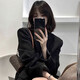 Miao Yijia Casual Suit Jacket Women's Autumn and Winter High-end 2025 New Formal Professional Commuting Winter Woolen Suit Jacket Two-button Suit Jacket Black L Recommended 100-110 Jin Jin equals 0.5 kg