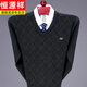 Hengyuanxiang chicken heart collar sweater men's middle-aged plaid diamond V-neck cardigan thickened large size loose dad suit red 6629 165/80A 100-120Jin [Jin equals 0.5 kg]