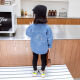 Snoopy [1283 rachat] Girls Denim 2025 Vêtements de printemps Nouveaux chemises pour enfants décontractés et à la mode