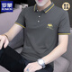 罗蒙（ROMON）珠地棉新款刺绣Polo.衫男士修身短袖t恤夏季翻领上衣透气半袖体恤 S5012款 黑色 M 适合95-115斤