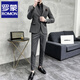 ROMON Groom's Suit Men's Business Professional Formal Wedding Dress Casual British Style Slim Suit Men's Jacket Medium Gray Two Buttons Suit Jacket XL 124-134Jin Jin equals 0.5 kg Wear