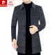 Pier Cardin High-End-Wolle Wolljacke für Männer mitten im Herbst und Winter und samtdickte Jacke mit mittlerer Länge für Daddy Wollmantel Blaugrau 180/XL