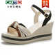
CARTELO brand leather sandals for women in summer 2025 new thick-soled wedge versatile outside sandals for women Beige 36