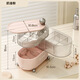 Mi Ling ins style rotating storage box for cosmetics and jewelry transparent compartment storage box desktop data line defense three layers - bear cream white