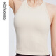 Common yoga water drop beauty strap chest pad vest integrated woven quick-drying sleeveless fitness clothing Yoga vest F14224 milk shake white L