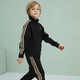 Adidas spring and autumn suit children's sports suit new outdoor casual jacket trousers two-piece set black/gold 140