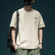 Baumwoll High-End schwere kurzärmelige T-Shirt Herren Lose großartigen halbärmeligen T-Shirt im Sommer New American Modemarke gedruckt Top HST1517 Khaki Kurzärärmel