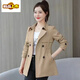 First diameter (double-layer lining) windbreaker for women 2025 new Korean style waist slimming small spring and autumn women's jacket women's trend khaki XL 120-135