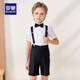 Romon boys dress summer children's graduation performance suit kindergarten overalls flower girl black suit 150