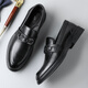 
CARTELO men's loafers business casual leather shoes plaid breathable one-foot formal leather shoes men 9902 black 42