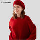 EVAIOGG Australian cashmere beret women's fashionable and versatile retro temperament warm knitted hat autumn and winter new soft waxy hat green velvet color