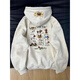 Cantu puppy embroidered hooded sweatshirt for women in autumn and winter plus velvet long-sleeved tops American style high-end small man jacket trendy white gray plus velvet L Recommended 100Jin Jin is equal to 0.5kg to 120Jin Jin is equal to 0.5kg