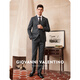 GIOVANNI VALENTINO wool crisp casual suit men's double slit business warm breathable blazer black gray 2X