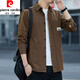 Pierre Cardin 2026 pure cotton young and middle-aged men's shirt long-sleeved autumn work jacket loose casual trendy shirt brown long-sleeved 888 shirt XL recommended 135-155 Jin Jin equals 0.5 kg