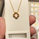 Chishe 18K gold lucky four-leaf clover necklace for women gold sterling silver hollow flower clavicle chain simple gift trendy new style