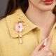 Ancient sayings, modern style brooch, pink corsage, Chinese style cheongsam pendant pin, women's sweater accessories, flowers, high-end luxury retro temperament