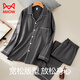 Catman men's pajamas men's 100% cotton gray lapel cardigan long-sleeved pajamas men's casual wearable home clothes set