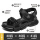 
Jeep men's shoes, new summer real cowhide sports sandals, soft sole comfortable and lightweight outdoor non-slip beach shoes 1585 black (leather shoe size) 42