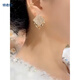 Techima 2025 new high-end fashion temperament earrings silver needle double-layer earrings trendy temperament French personality earrings gold rhombus earrings