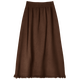 Chandubila knitted fringed skirt winter elastic elastic waist straight skirt mid-length one-step skirt chestnut brown one size