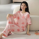 Hongdou official website woven pajamas for women for summer pure cotton short-sleeved trousers thin cotton summer ladies home clothing suit spring and autumn YZT9713 short-sleeved trousers L 100-120Jin [Jin equals 0.5 kg]