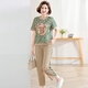 Fuxi mittlere Mutter Mode Top Zwei-teiliger Sommer Neue Kurzärmer T-Shirt Sportswear Mode Mutter Sommeranzug 1391-Gly860 Green XL Empfohlen 105jin [Jin ist 0,5 kg]