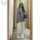 Keyin Casual Hosen Frauenanzug 2025 Frühling neuer Stil kleiner fauler Stil Strickpullover Weitbein Hosen 3882 grauer Pullover m