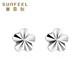 Safir PT950 platinum earrings for women, platinum flower earrings, simple and compact, one pair, about 0.55 grams
