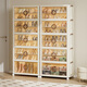 Quanshi installation-free foldable shoe cabinet shoe storage box transparent AJ shoe box home entrance porch shoe rack storage rack 50 sides wide 3 layers 6 compartments removable partitions