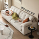 Genji hölzerne Textur Sofa Haushaltscreme Stil Down Sofa Weißes Wohnzimmer Abnehmbares Waschen Waschen Direktes Sofa 2,6 Meter großer Sitz drei Personen (2600*1050*790)