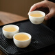 Yi Nian Fangyuan Suet Jade White Porcelain Kung Fu Tea Set with Tea Tray B&B Hotel Ceramic Teapot Tea Cup Hand-held Pot Simple Ink Style One Pot Three Cups + Black Square Plate + Bag