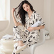 Coupez Yu Liuhong 2025 Nouveau pyjamas pyjamas pantalon à manches courtes pour femmes Suit simple et à la mode décontracté et peut être porté à l'extérieur des vêtements à la maison 693AH Style féminin L