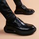 BABOCHEN 2025 new business leather shoes men's thick-soled versatile first-layer cowhide trendy slip-on air cushion formal casual leather shoes black 38