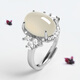 Feishengji Fat Donglai same style 18k gold jadeite ring high ice type red natural agate egg face live ring chalcedony green agate/18k gold ring