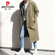 Pierre Cardin (Pierre Cardin) new super long windbreaker long knee-length Korean style thin coat men's loose trendy brand extended mid-length coat black XL 135--150Jin Jin equals 0.5 kg