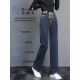 Njskakw más jeans rectos grises grises grises en terciopelo para mujeres en otoño e invierno Nuevo elástico elástico Pantalones elásticos de pierna ancha 9928 más el elástico gris azul de terciopelo recomendado 85-95Jin [Jin equivale a 0.5 kg]