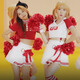 
He Jiangong cheering costume adult football cheerleading sports meeting class uniform performance uniform student men and women dance suit 8063 red long top + 841 skirt + red edge socks XS