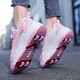Sembosk Rambling Shoes de Sembosk Niñas 25 zapatos nuevos para niños nuevos zapatos Polea de la polea Internet Botón giratorio Patinaje de hielo zapatos deportivos infantiles 898 Ravas de cuatro ruedas Rosa Tamaño 35