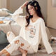 Langsha (langsha) pure cotton pajamas for women in spring and autumn cotton long sleeves trousers for students ins dormitory can wear home clothes suits 9922 M 80-95Jin [Jin equals 0.5 kg]