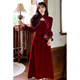 YIOU Cheongsam Toast Wear Bridal Autumn and Winter Engagement Evening Dress Skirt for Women Red Chinese Velvet Feel Autumn and Winter 3507 Red S